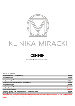 CENNIK - Klinika Miracki Warszawa