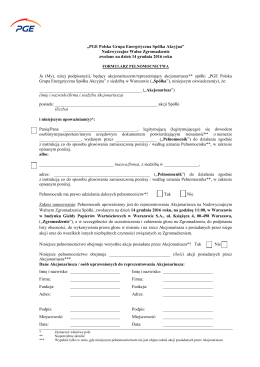 Formularz pełnomocnictwa na Nadzwyczajne Walne