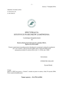 specyfikacja istotnych warunk&oacute;w zam&oacute;wienia