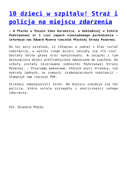 10 dzieci w szpitalu! Straż i policja na miejscu