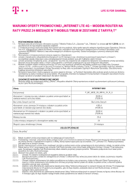 Warunki Oferty Promocyjnej „Internet lte 4g – modem - T