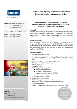 SZKOLENIE IFS BRC ISO 22000 Audytor wew