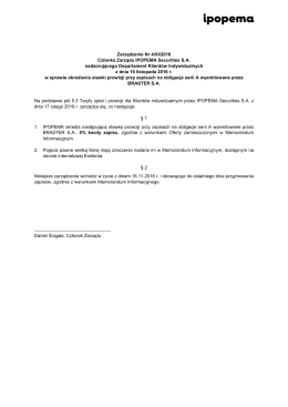 Zarządzenie w sprawie określenia stawki prowizji przy zapisach na