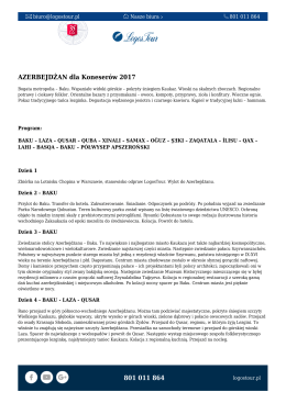801 011 864 AZERBEJDŻAN dla Koneser&oacute;w 2017