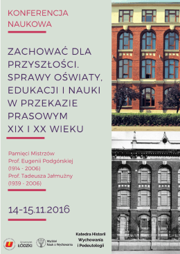 Program konferencji - Wydział Nauk o Wychowaniu