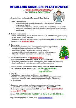 REGULAMIN KONKURSU - ANIOŁY I CHOINKI 2016r