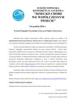 Program konferencji - Uniwersytet Śląski