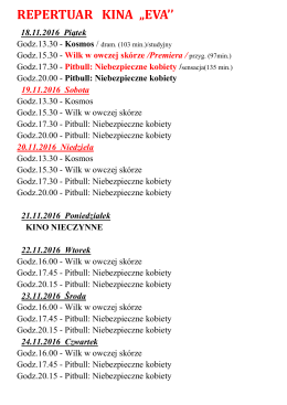 Filmy w Kinie Eva do 24.11 kliknij tu