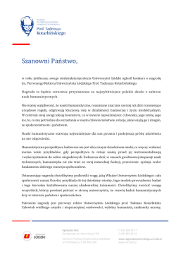 Treść przemówienia - Uniwersytet Łódzki