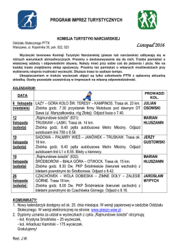 Program imprez turystycznych Komisji Turystyki Narciarskiej