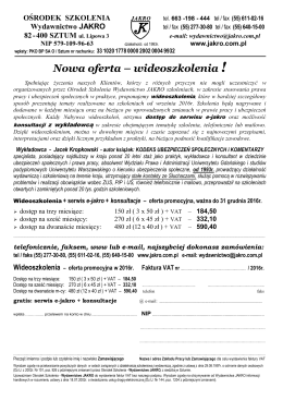 Oferta wideoszkoleń  - Ośrodek Szkolenia Wydawnictwo JAKRO