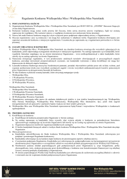 Regulamin Konkursu Wielkopolska Miss i Wielkopolska Miss