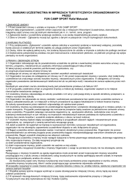 Warunki Uczestnictwa w imprezach turystycznych Fun Camp Sport