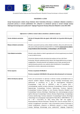 Ogłoszenie nr 1/2016