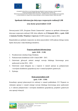 Spotkanie informacyjne dotyczące rozpoczęcia realizacji LSR oraz