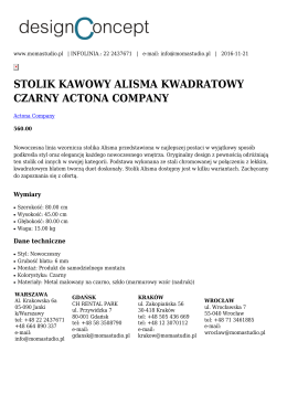 stolik kawowy alisma kwadratowy czarny actona company