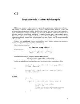 C7 Projektowanie struktur tablicowych