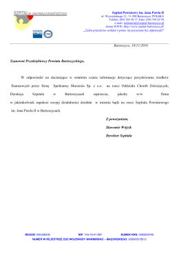 Pismo Dyrekcji Szpitala do pobrania w formacie PDF