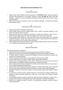 Ogólne warunki przewozowe firmy ON ROAD sp. z o.o.