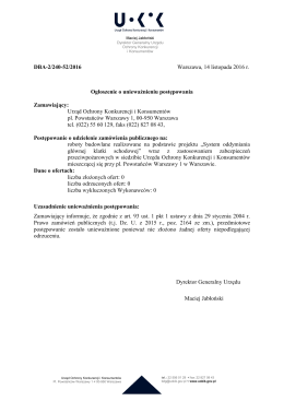 Ogłoszenie o unieważnieniu postępowania