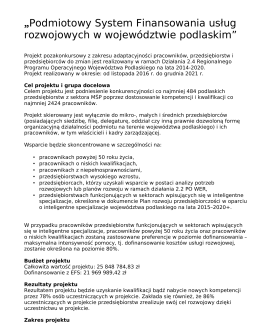 „Podmiotowy System Finansowania usług rozwojowych w