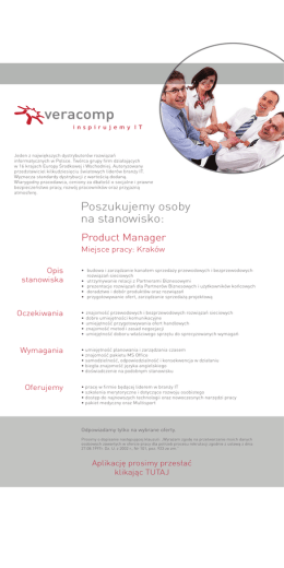 Poszukujemy osoby na stanowisko: