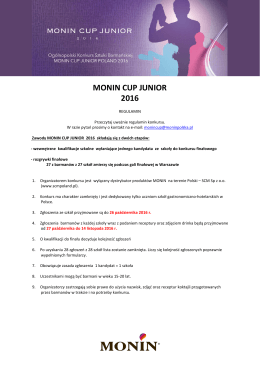 Regulamin MONIN Cup Junior 2016