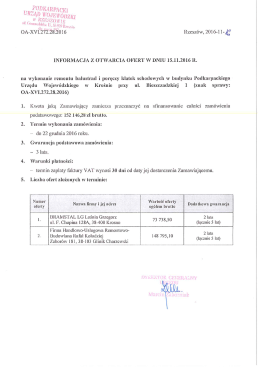 Informacja z otwarcia ofert