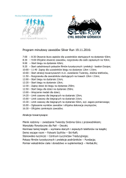 Program minutowy zawodów Silver Run 19.11.2016: