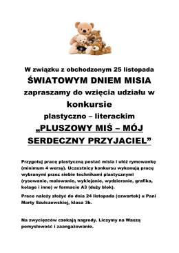 ŚWIATOWYM DNIEM MISIA konkursie &bdquo;PLUSZOWY MIŚ &ndash; M&Oacute;J