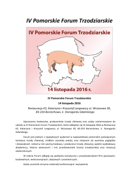 IV Pomorskie Forum Trzodziarskie