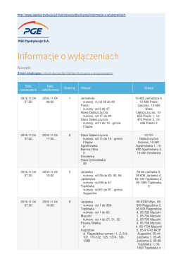 Informacje o wyłączeniach prądu na terenie Gminy