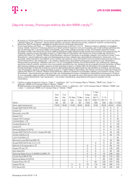 Załącznik cenowy „Promocyjne telefony dla ofert WWW z - T