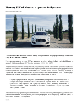 Pierwszy SUV od Maserati z oponami Bridgestone