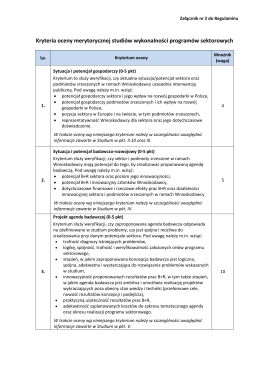 Kryteria oceny merytorycznej studiów wykonalności programów