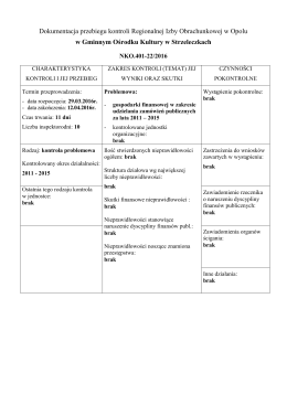 Dokumentacja przebiegu kontroli Regionalnej Izby Obrachunkowej
