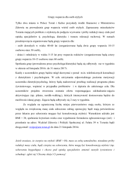 Grupy wsparcia dla osób otyłych Tylko dwa miasta w Polsce Toruń i