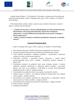 Lokalna Grupa Działania &bdquo; Trzy Krajobrazy&rdquo; informuję o zwołaniu