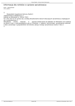 Informacja dla rolników w sprawie opryskiwaczy