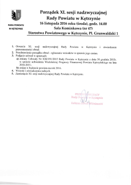 Porządek XL sesji Rady Powiatu Kętrzyńskiego