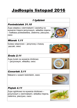 Jadłospis listopad 2016