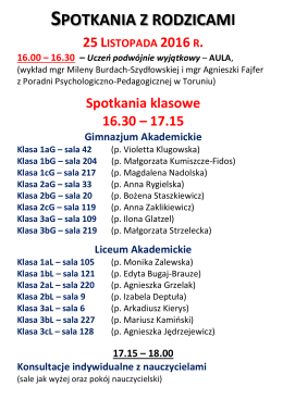 program spotkań z rodzicami - Gimnazjum i Liceum Akademickie