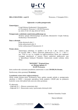 Ogłoszenie o wyniku postępowania