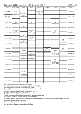 Plan zajęć - L222A, tydzień 03.10-09.10, rok 2016/2017 2016