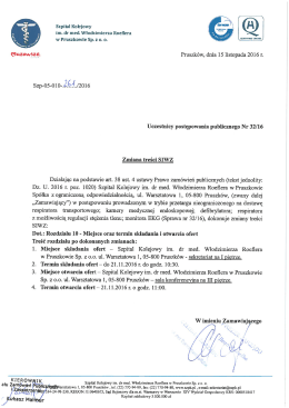 Zmiana treści SIWZ – 15.11.2016 r.