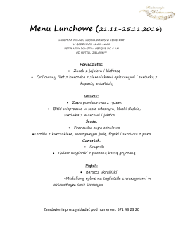 Menu Lunchowe (14.11-18.11.2016)