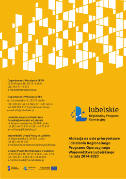 Alokacja na osie priorytetowe i działania RPO WL na