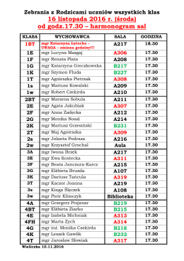 HARMONOGRAM ZEBRANIA i dyżurów