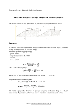 Nachylenie skarpy wykopu z jej obciążeniem naziomu