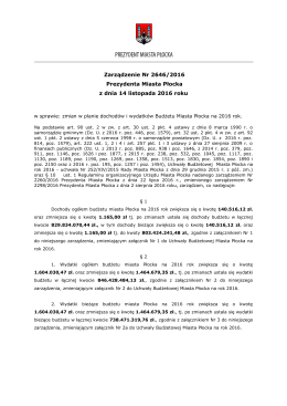 Zarządzenie Nr 2646/2016 Prezydenta Miasta Płocka z dnia 14